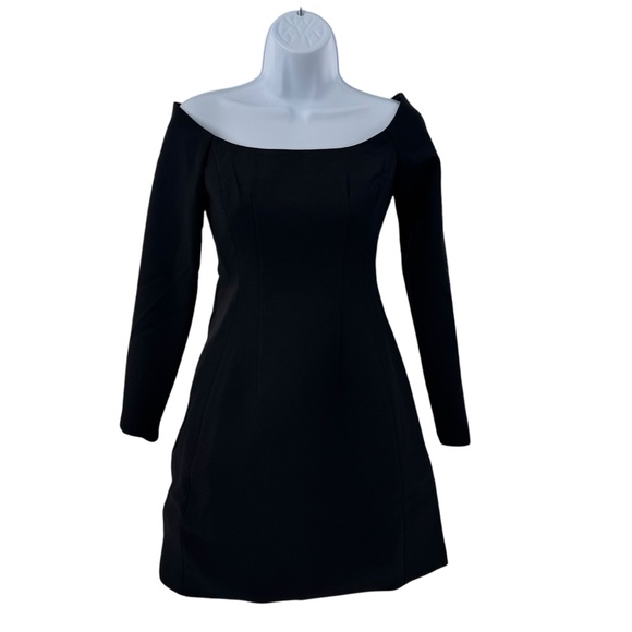 Tuckernuck NEW Black Blakely Off the Shoulder Long Sleeve Formal Mini Dress 0 - Picture 4 of 11